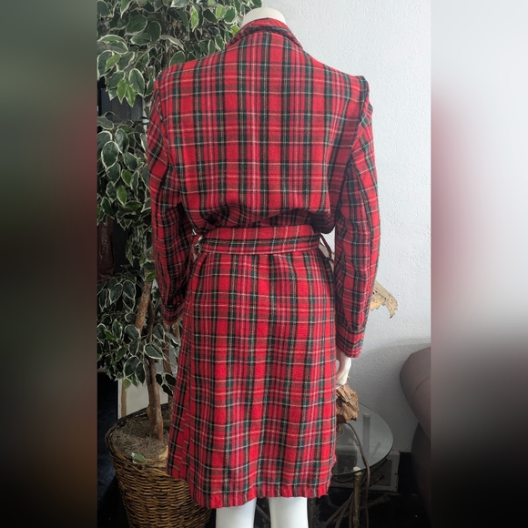 VTG Montgomery Ward Stewart Tartan Plaid Unisex Acrylic Robe Small 2 Pockets - Picture 4 of 9